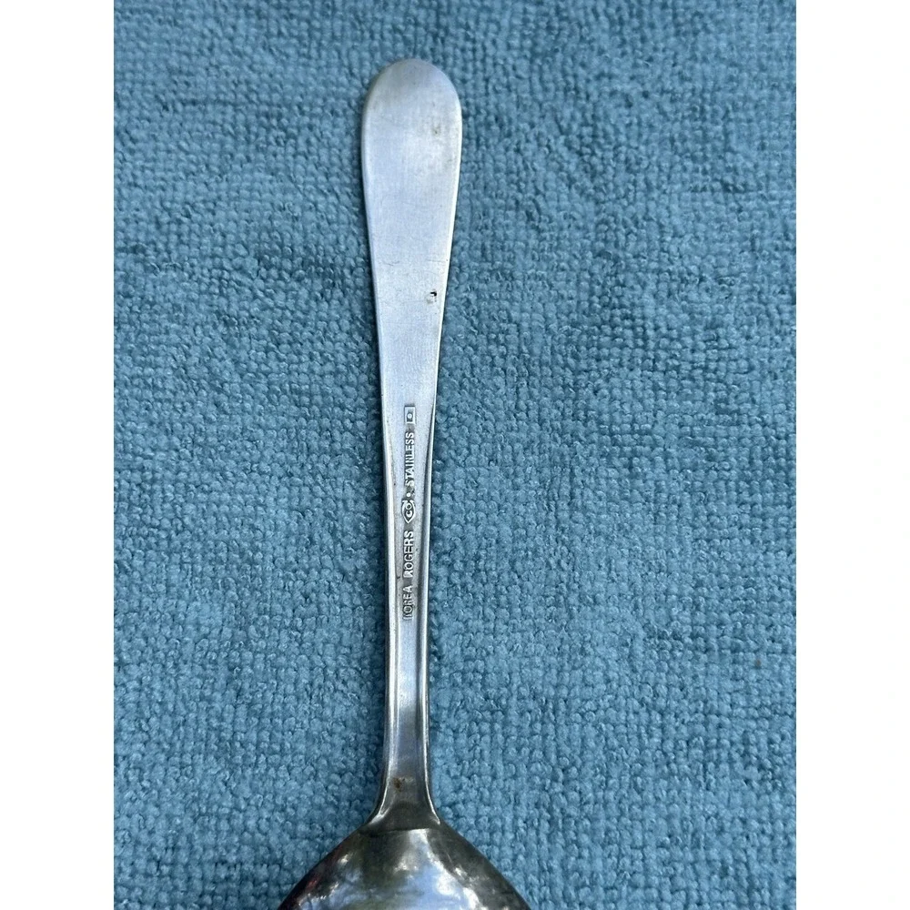 Rogers Floral Mist Pierced Serving Spoon Stainless Korea Discontinued Flatware
